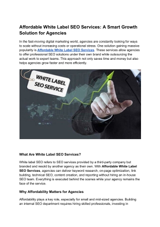 Affordable White Label SEO Services