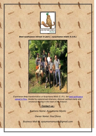 Best ayahuasca retreat in peru  ayaymama mistic E.I.R.L