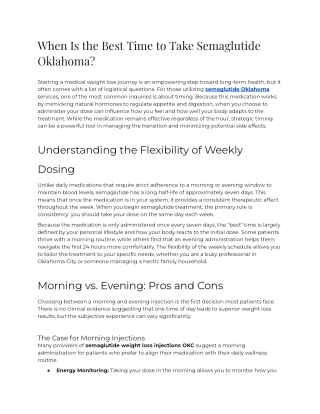 E4 - When Is the Best Time to Take Semaglutide Oklahoma