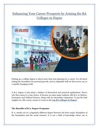 Enhancing Your Career Prospects by Joining the BA Colleges in Hapur