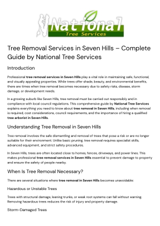 Tree Removal Services – Complete PDF Guide by National Tree Services