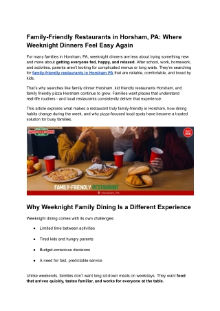 Family-Friendly Restaurants in Horsham, PA_ Where Weeknight Dinners Feel Easy Again