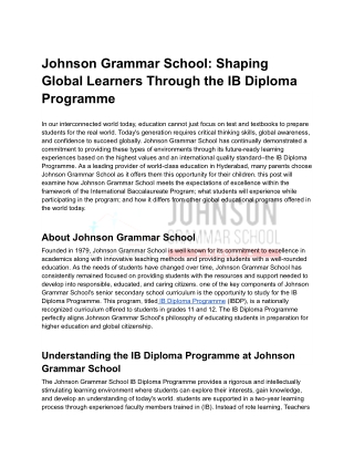Johnson Grammar School_ Shaping Global Learners Through the IB Diploma Programme