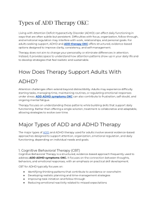 Types of ADD Therapy OKC
