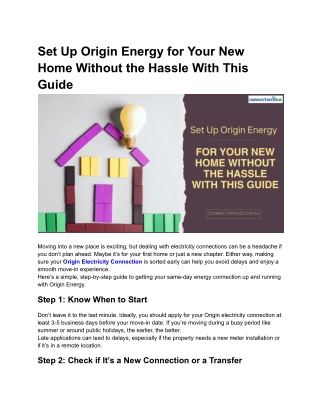 Set Up Origin Energy for Your New Home Without the Hassle With This Guide