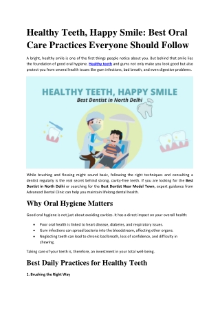 Healthy Teeth, Happy Smile - Advanced Dental Clinic