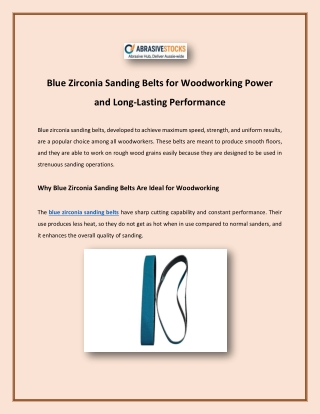 Blue Zirconia Sanding Belts for Woodworking Power and Long-Lasting Performance