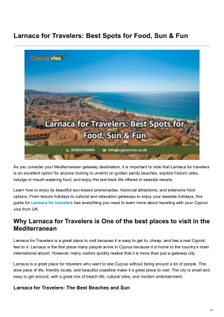 Larnaca for Travelers Best Spots for Food Sun Fun
