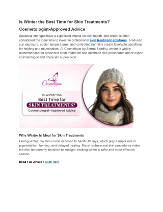 Is Winter the Best Time for Skin Treatment in Amritsar