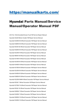 Hyundai _Parts Manual_Service Manual_Operator Manual_PDF