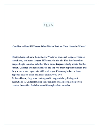Candles vs Reed Diffusers - What Works Best for Your Home in Winter