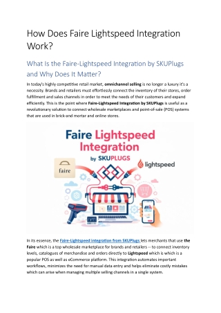 How Does Faire Lightspeed Integration Work