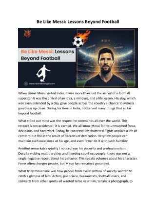 Be Like Messi: Lessons Beyond Football