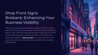 Shop Front Signs Brisbane Enhancing Your Business Visibility