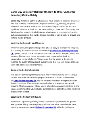 Same Day Jewellery Delivery UK How to Order Authentic Jewellery Online Safely