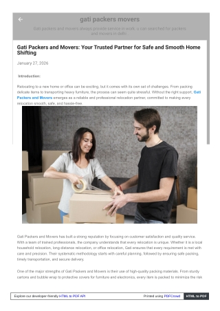 Safe & Smooth Gati Packers & Movers: Your Trusted Partner for Home Shifting