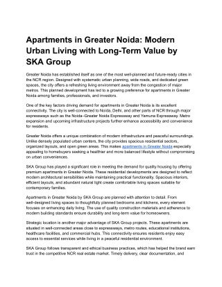 Apartments for Sale in Ghaziabad: A Smart Residential and Investment Choice by S