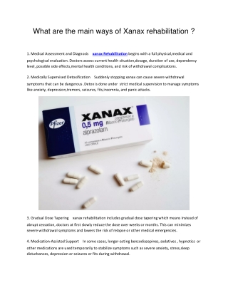 What are the main ways of Xanax rehabilitation