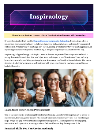 Hypnotherapy training Leicester