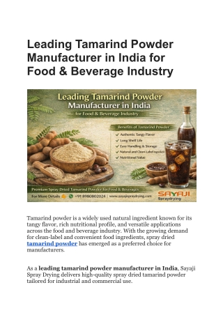 Tamarind Powder Manufacturer in India for Food & Beverage Industry
