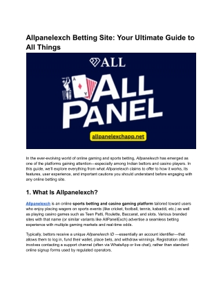 Allpanelexch Betting Site_ Your Ultimate Guide to All Things