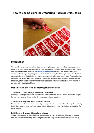 How to Use Stickers for Organizing Home or Office Items