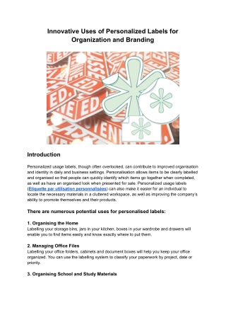 Innovative Uses of Personalized Labels for Organization and Branding