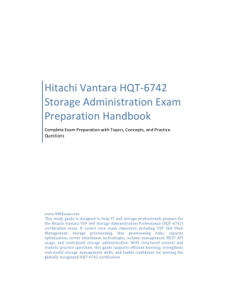 Hitachi Vantara HQT-6742 Storage Administration Exam Preparation Handbook