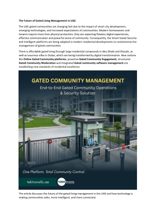 The Future of Gated Living Management in UAE