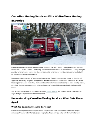 Canadian Moving Services - Elite White Glove Moving Expertise