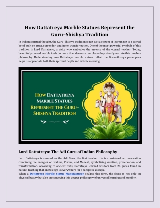 How Dattatreya Marble Statues Represent the Guru–Shishya Tradition