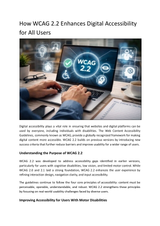 How WCAG 2.2 Enhances Digital Accessibility for All Users