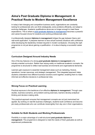 Aima’s Post Graduate Diploma in Management_ A Practical Route to Modern Management Excellence