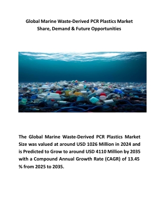 Global Marine Waste-Derived PCR Plastics Market Share, Demand & Future Opportunities