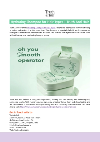 Hydrating Shompoo for Hair Types