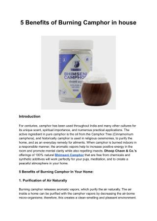 5 Benefits of Burning Camphor in house