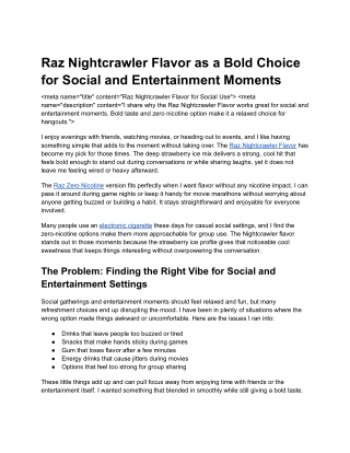 Raz Nightcrawler Flavor for Social Use