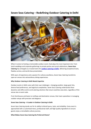 Seven Seas Catering – Redefining Outdoor Catering in Delhi