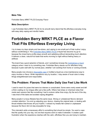 Forbidden Berry MRKT PLCE Everyday Flavor