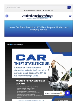 Latest Car Theft Statistics UK 2026 – Regions, Models, and Emerging Tactics