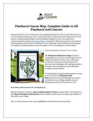 Pinehurst Course Map- Complete Guide to All Pinehurst Golf Courses
