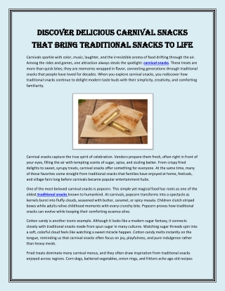 Discover Delicious Carnival Snacks That Bring Traditional Snacks to Life