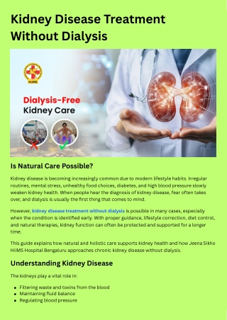 Dialysis-Free Kidney Failure Treatment Explained