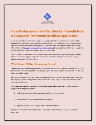 Expert Singapore Permanent Resident Application Support