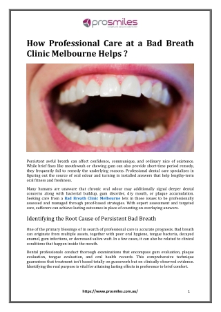 How Professional Care at a Bad Breath Clinic Melbourne Helps