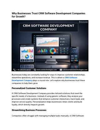 Why Businesses Trust CRM Software Development Companies for Growth?
