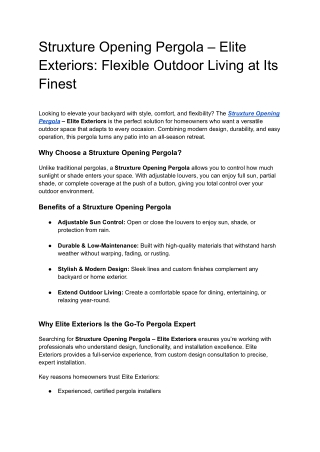 Struxture Opening Pergola – Elite Exteriors_ Flexible Outdoor Living at Its Finest