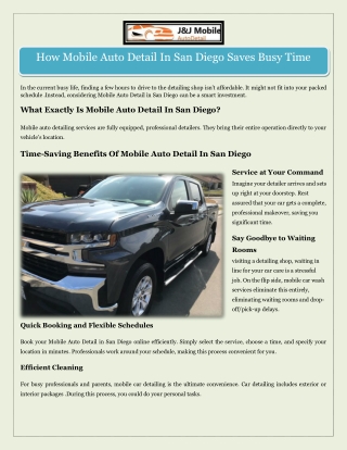 How Mobile Auto Detail In San Diego Saves Busy Time