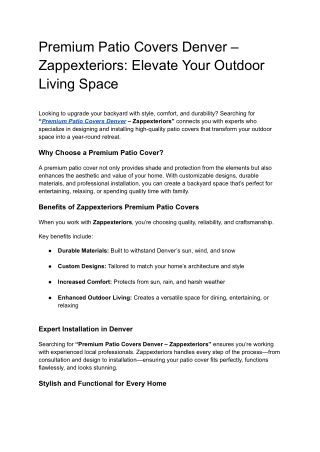 Premium Patio Covers Denver – Zappexteriors_ Elevate Your Outdoor Living Space