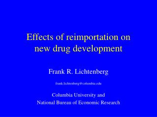 Effects of reimportation on new drug development